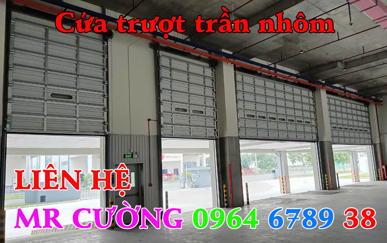 Cửa trượt trần nhôm overhead door nhôm